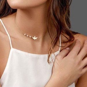 Dove Bird Delicate Imitation Pearl Choker Necklace